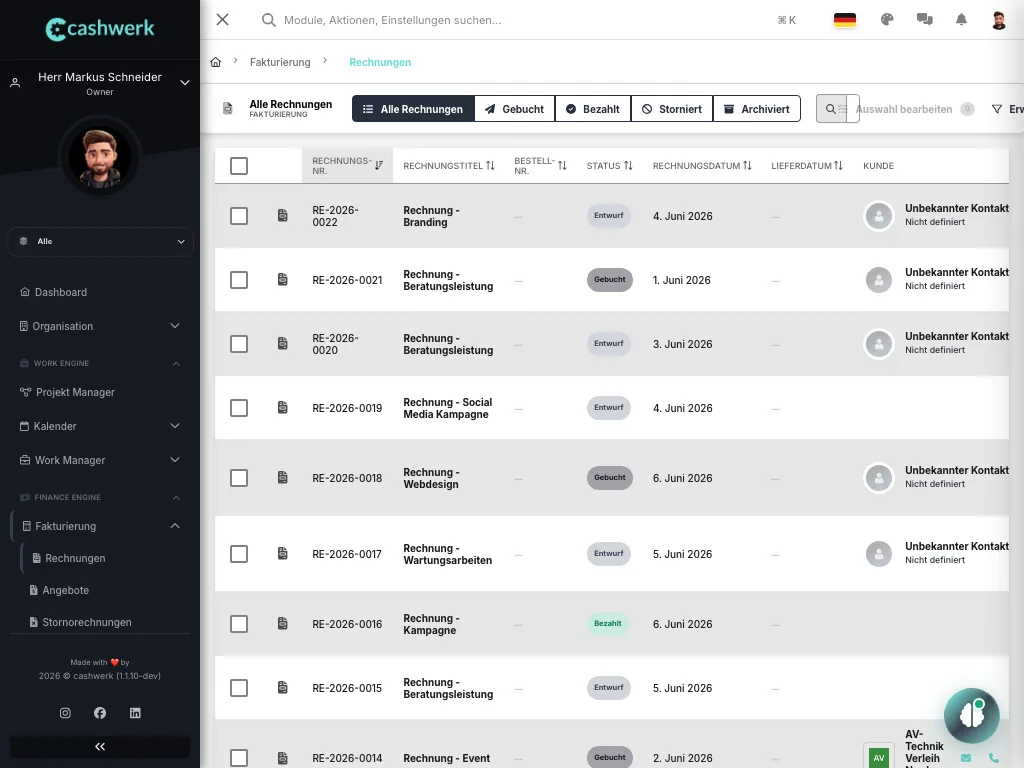 Rechnungen Dashboard